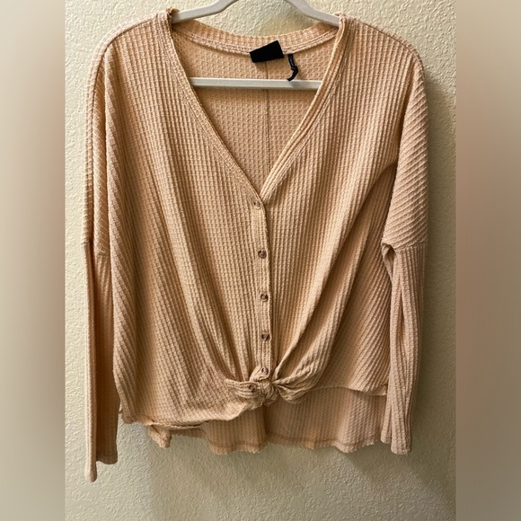 Urban Outfitters Tops - UO Out From Under Slouchy Tie Front Long Sleeve Waffle Knit Shirt